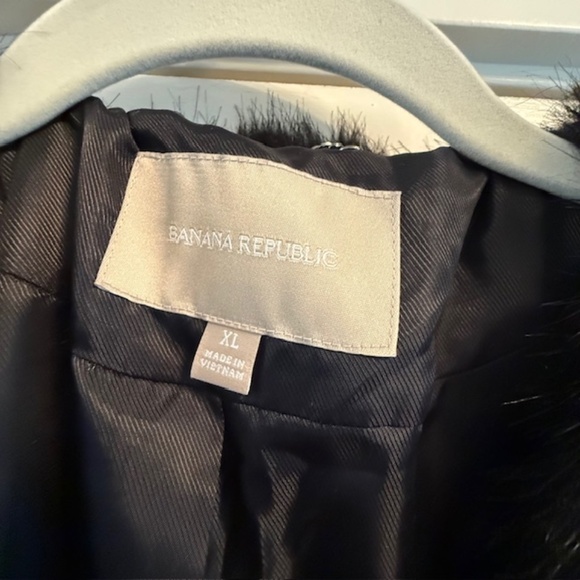 Women's Banana Republic Faux Fur Eye Hook Closure Black Jacket XL -Worn 3X - Picture 3 of 11